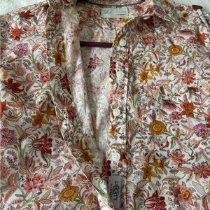 J. Crew classic fit organic cotton liberty garden of life blouse size 0.